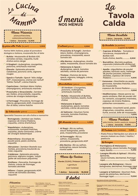 la cucina di mamma|mama cucina's menu.